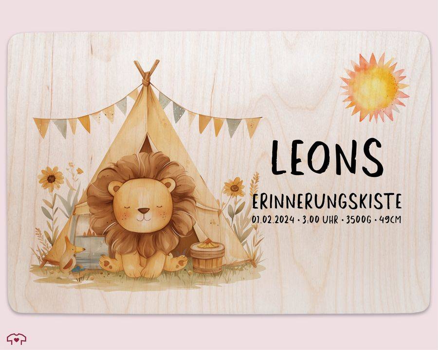 Shirtracer Personalisierte Baby Geschenke Erinnerungskiste Löwe Name Datum Erinnerungsb Shirtracer Rabatte dieses Monats