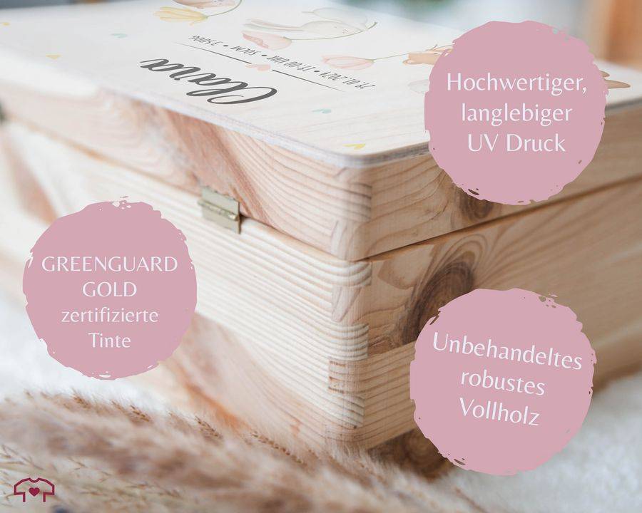 Shirtracer Erinnerungskiste Baby Personalisiert Erinnerungsbox Baby Erinnerungen Waldtiere Bär Fuchs Hase Eichhörnchen Shirtracer Fabrikpreis