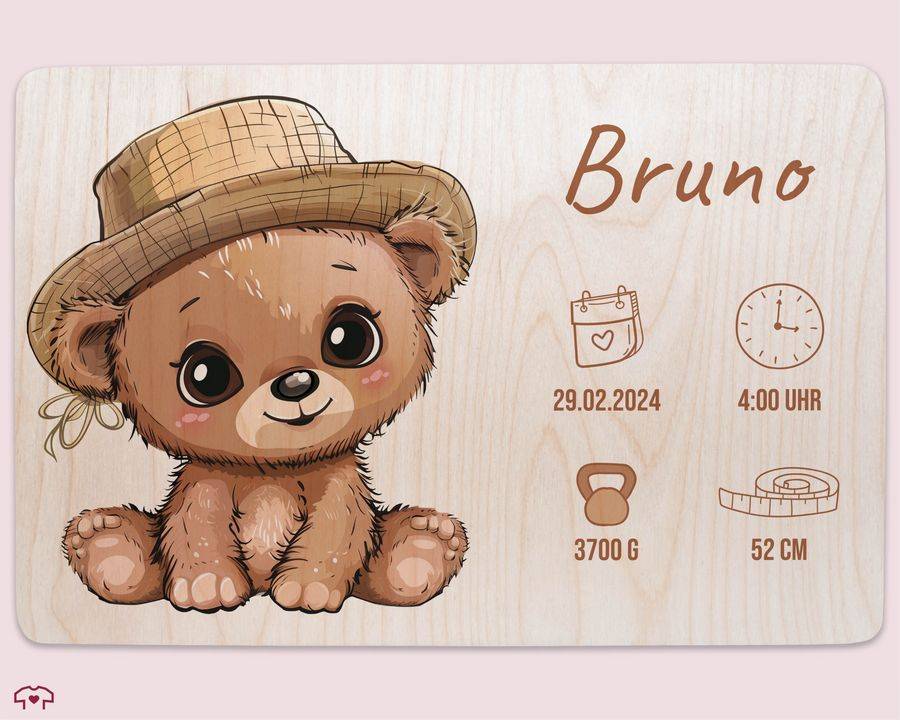 Shirtracer Erinnerungskiste Geburt mit Bär und Name Geschenk Geburt Personalisiert Personalisierte Babybox Shirtracer Exklusivangebot