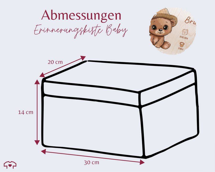 Shirtracer Erinnerungskiste Geburt mit Bär und Name Geschenk Geburt Personalisiert Personalisierte Babybox Shirtracer Exklusivangebot