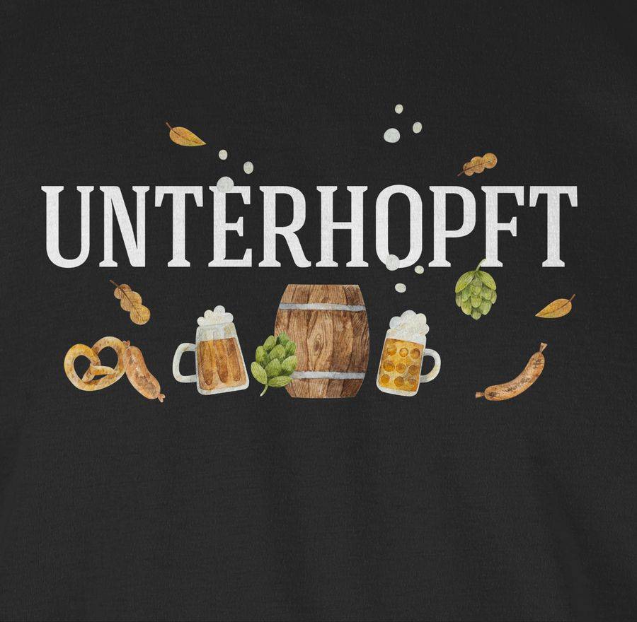 Shirtracer Unterhopft - Schriftzug und Volksfest Symbole: T-Shirt Turnbeutel Shirtracer Sonderangebote