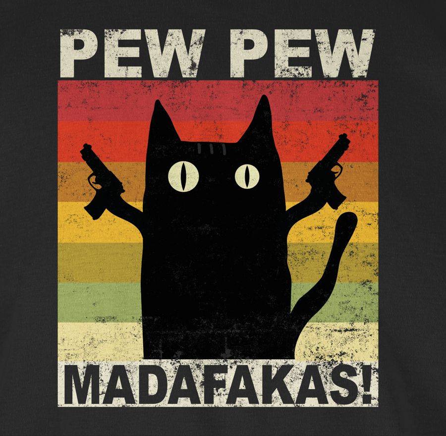 Shirtracer Pew Pew Madafakas Katze Vintage hell Shirts & Mehr Shirtracer Wochenangebot