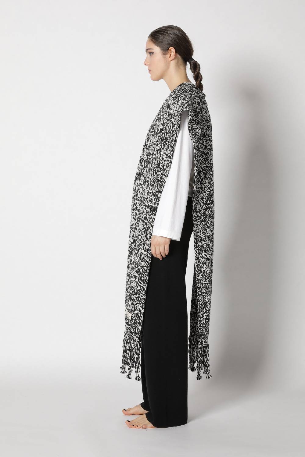 Sminfinity stretchy crewneck + milano palazzo pants + contrast mouliné scarf Online Shopping