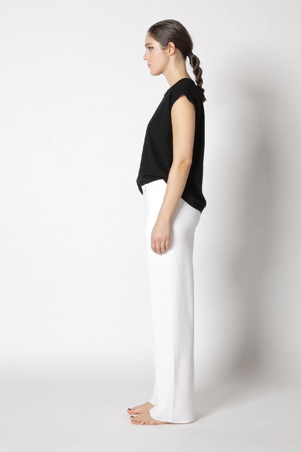 Sminfinity stretchy shell top + contrast mouliné scarf + milano palazzo pants Cyber Monday