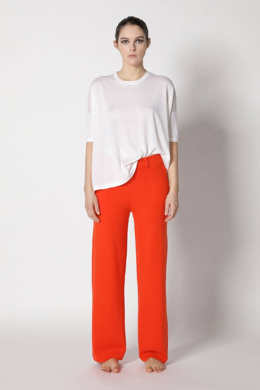 Sminfinity flowing cape jumper + milano palazzo pants + contrast mouliné scarf Valentinstagsangebot