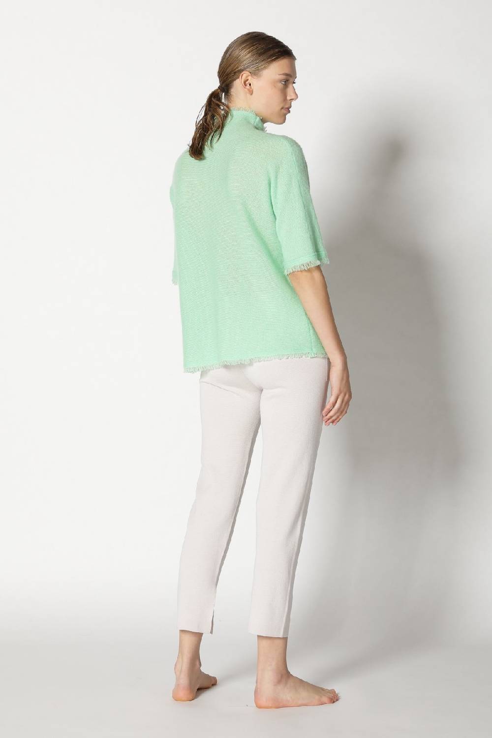 Sminfinity fluffy fringe turtle top + silky cropped pants Online