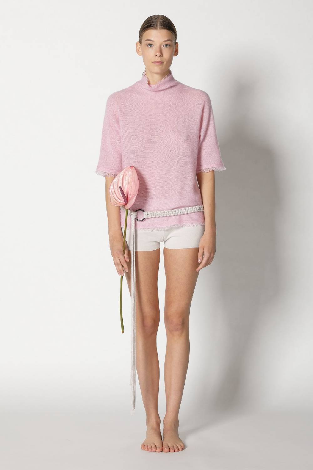 Sminfinity fluffy fringe turtle top + silky cropped pants Online