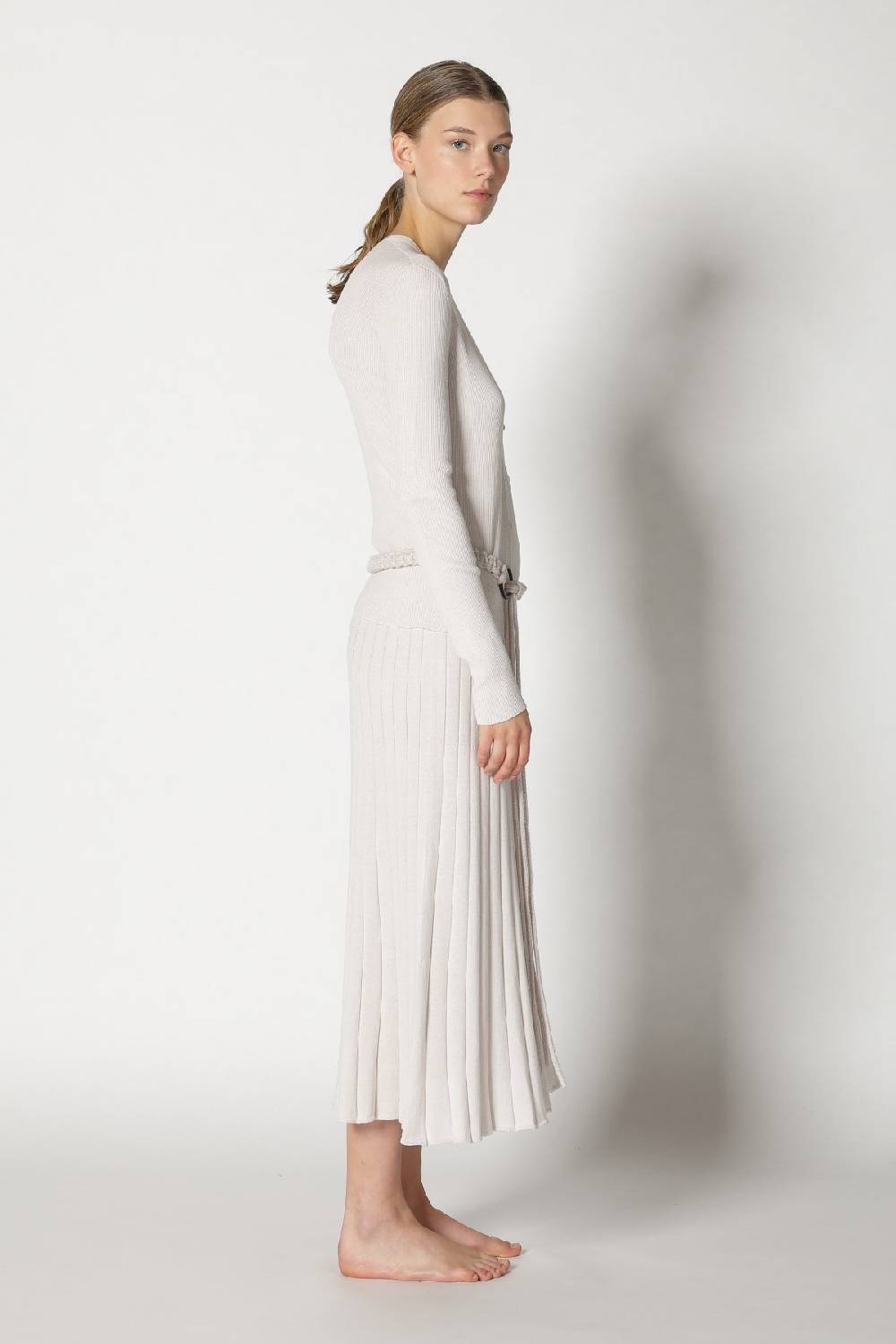 Sminfinity silky rib cardy + silky rib tank top + silky sun rib skirt + hang loose ring belt Hotsell