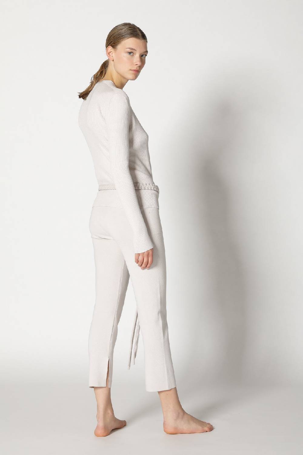 Sminfinity silky rib cardy + silky rib vest + silky cropped pants + hang loose ring belt Schlussverkauf