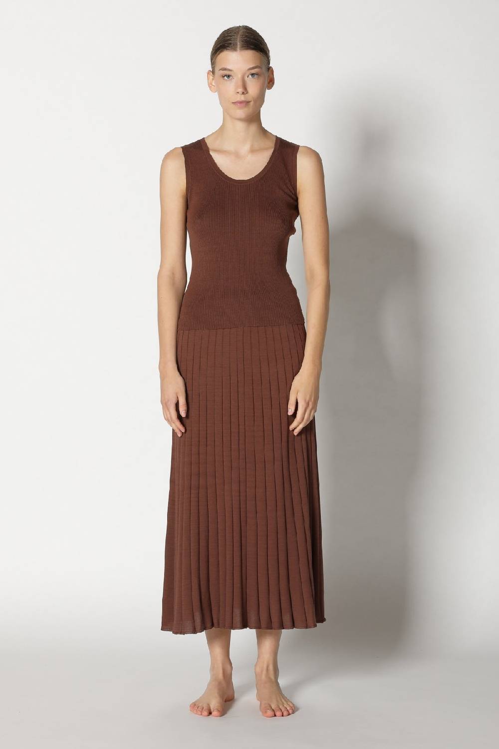 Sminfinity silky rib tank top + silky sun rib skirt + hang loose ring belt handmade makrame Blitzverkäufe