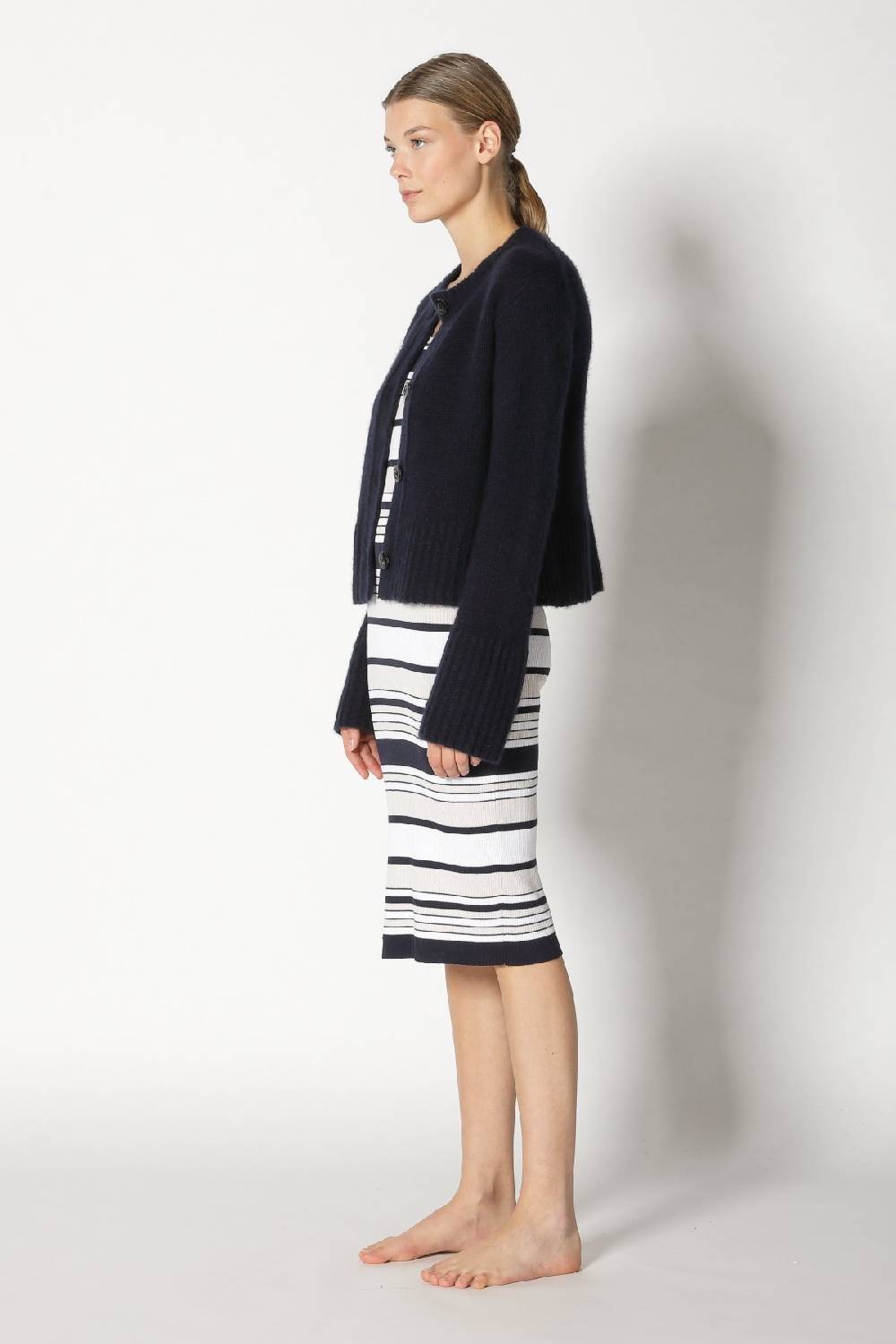 Sminfinity fluffy cropped jacket + silky rib stripe tank dress Kostenloser Versand