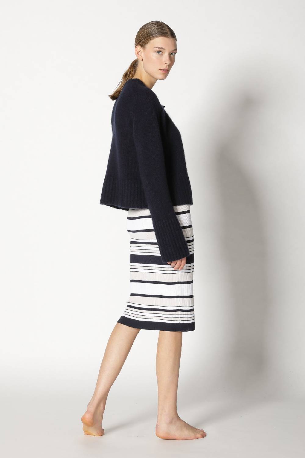 Sminfinity fluffy cropped jacket + silky rib stripe tank dress Kostenloser Versand