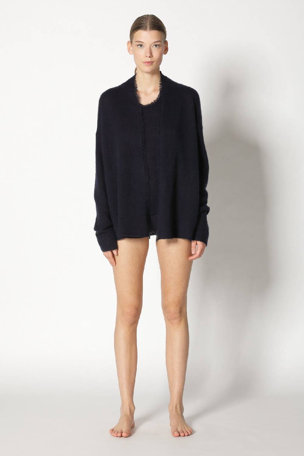 Sminfinity fluffy fringe plaid + fluffy fringe jacket + fluffy fringe crew top Fabrik Onlineshop