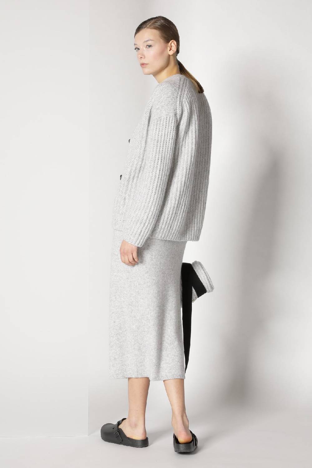 Sminfinity blurry ribbed cardigan + blurry crew top + blurry tulip skirt Online Outlet