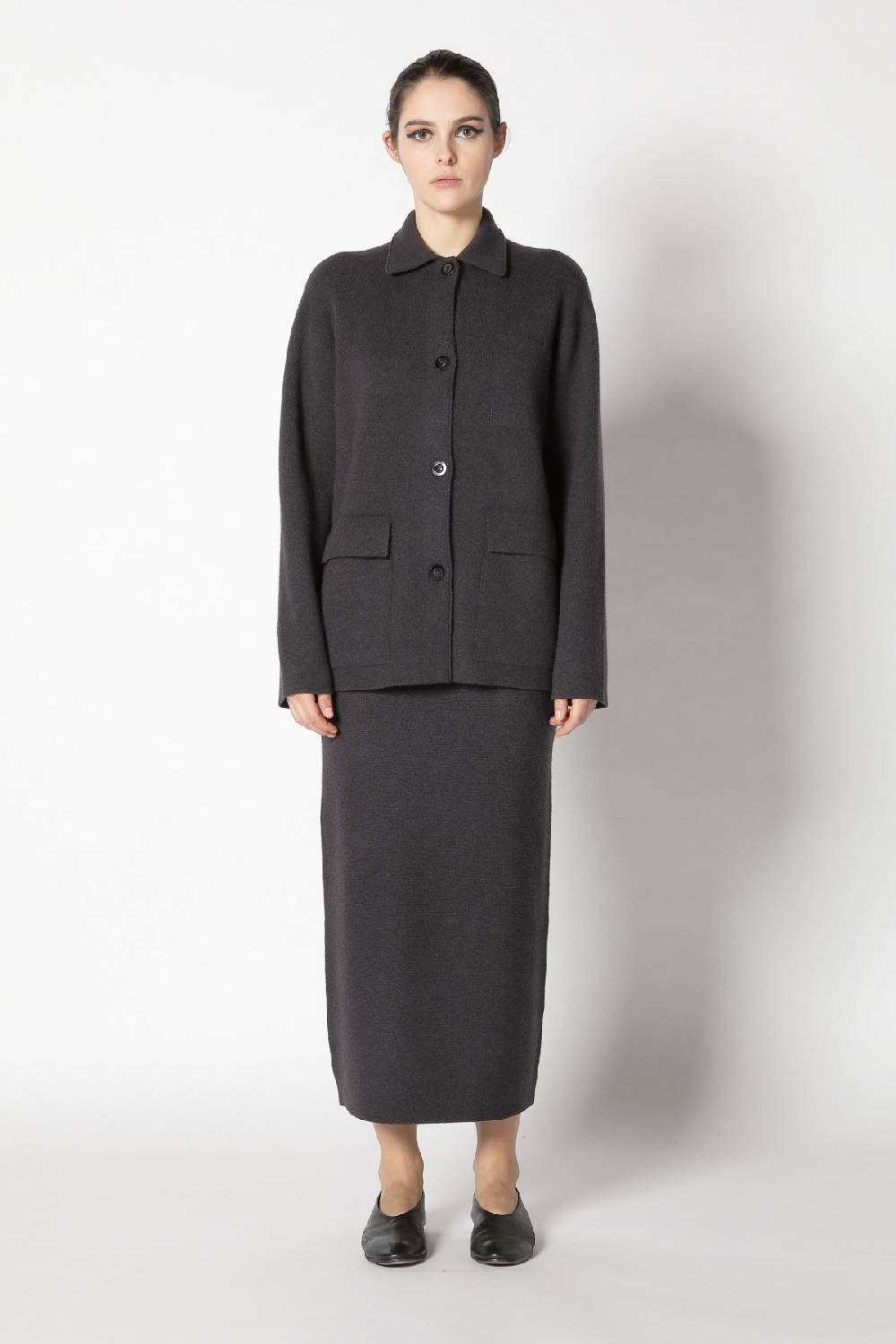 Sminfinity doubleface shirtjacket + garter triangle + garter maxi skirt Fabrikladen