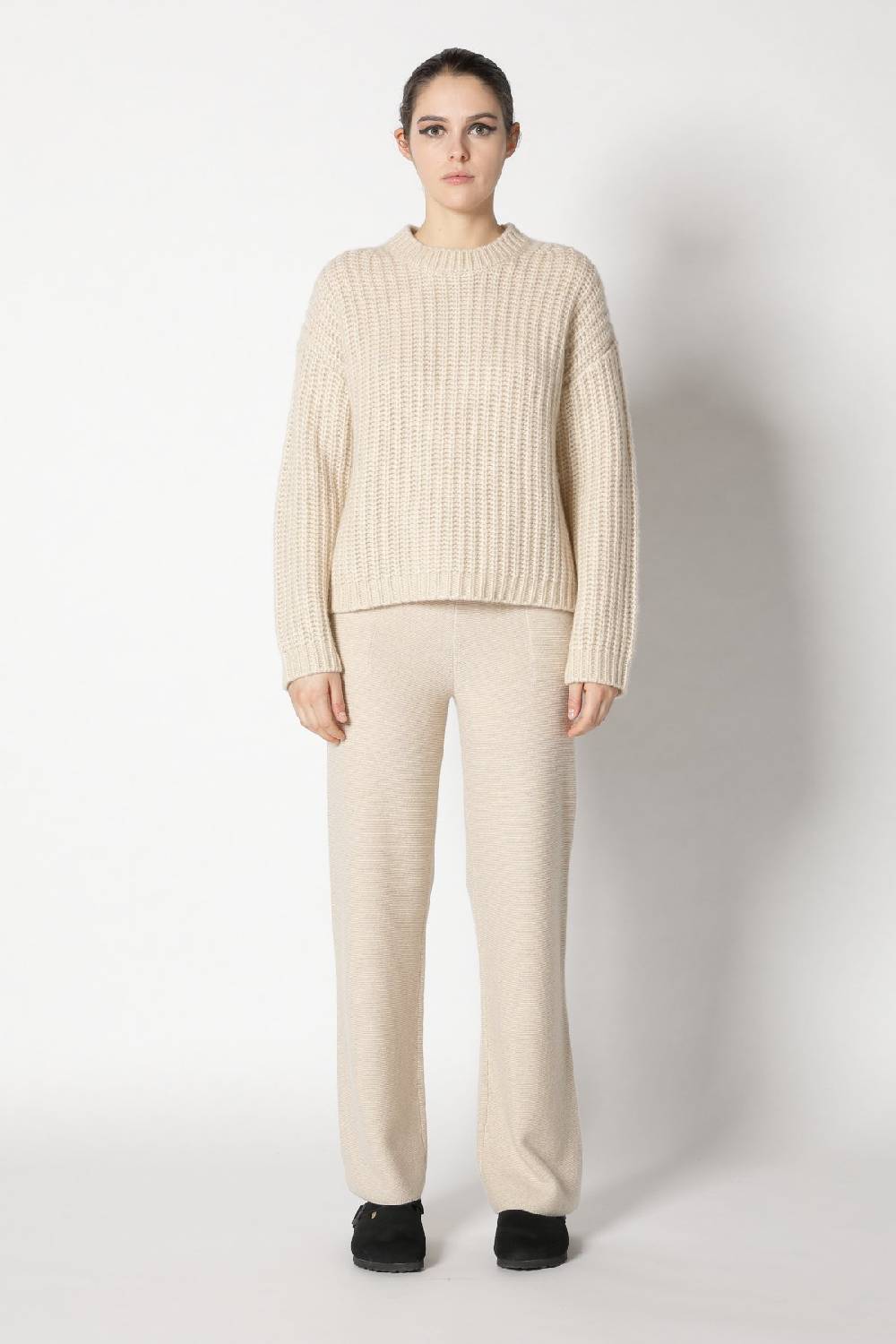 Sminfinity blurry chunky crewneck + garter palazzo pants Hotsell