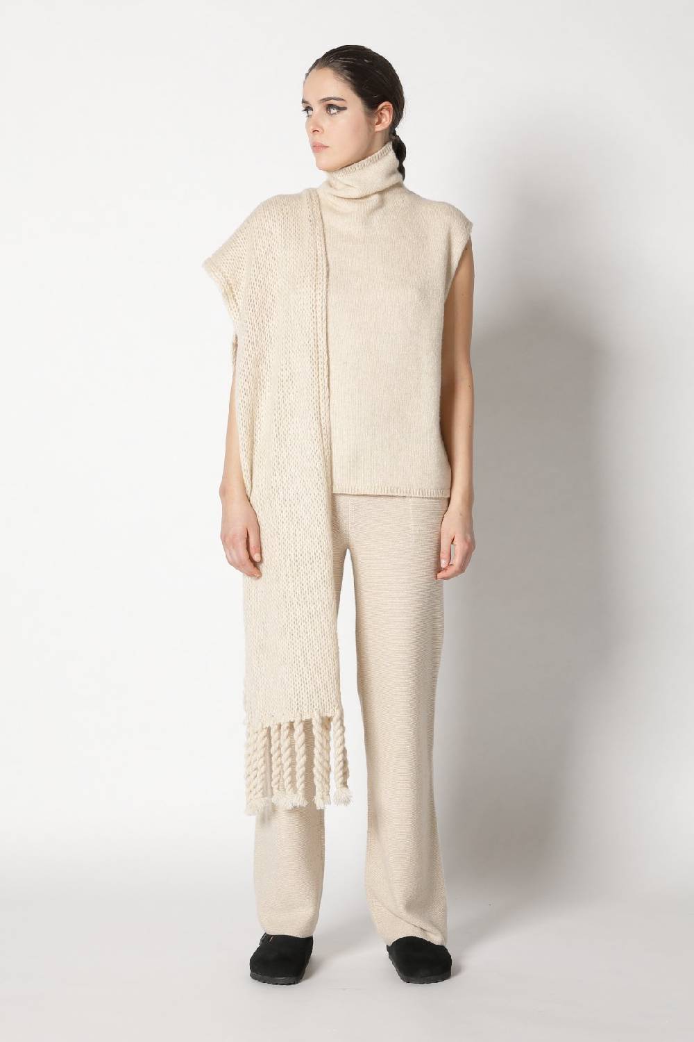 Sminfinity blurry turtle top + blurry chunky scarf + garter palazzo pants Schlussverkauf