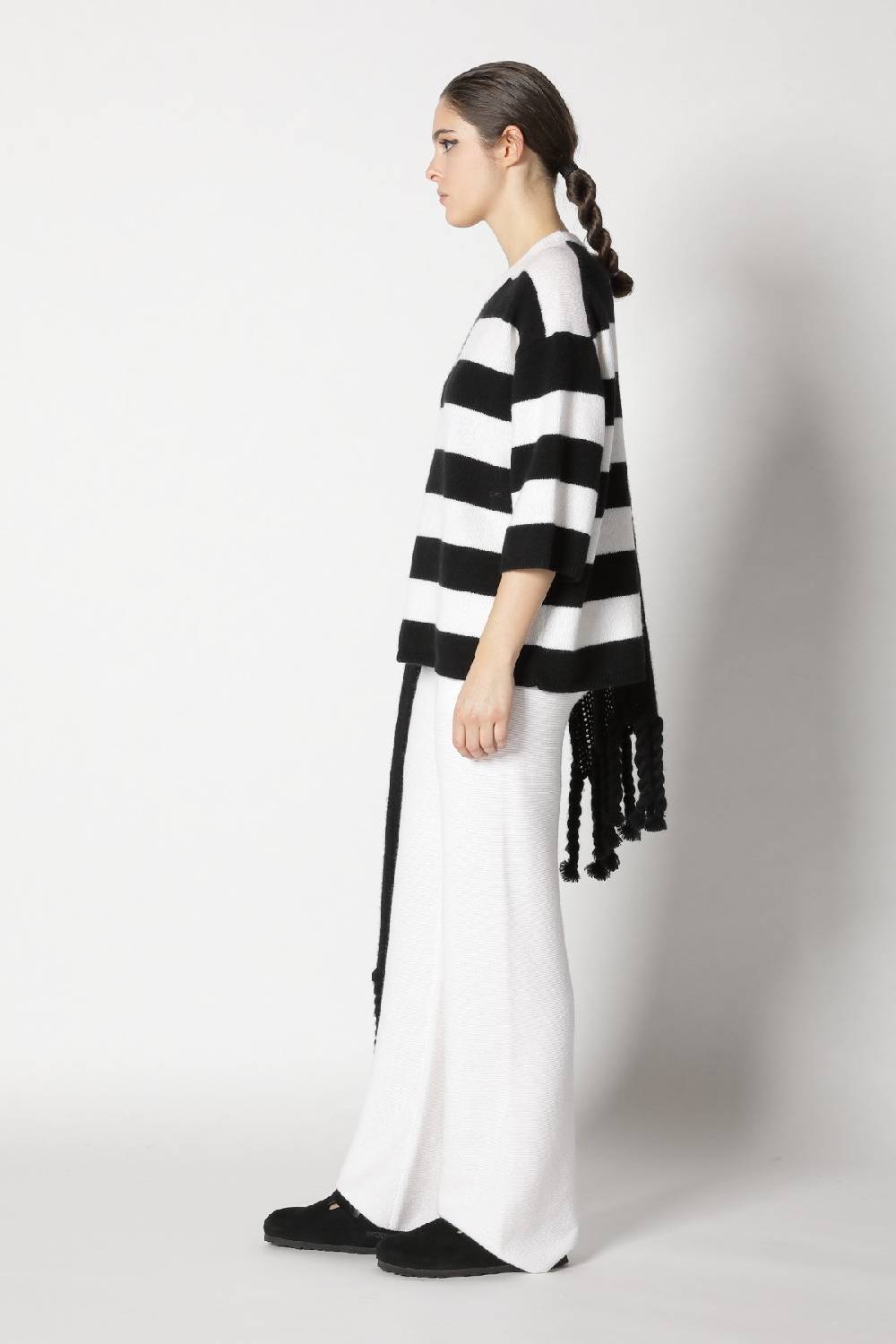 Sminfinity blurry stripe jumper + blurry chunky scarf + garter palazzo pants Günstig kaufen