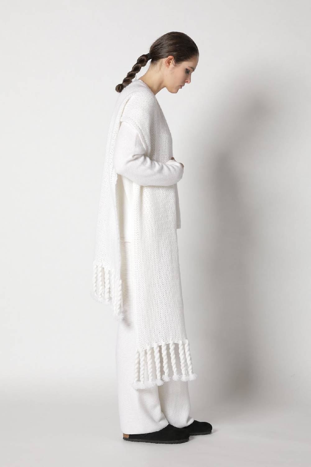 Sminfinity blurry V jumper + blurry chunky scarf + garter palazzo pants Flash Sale