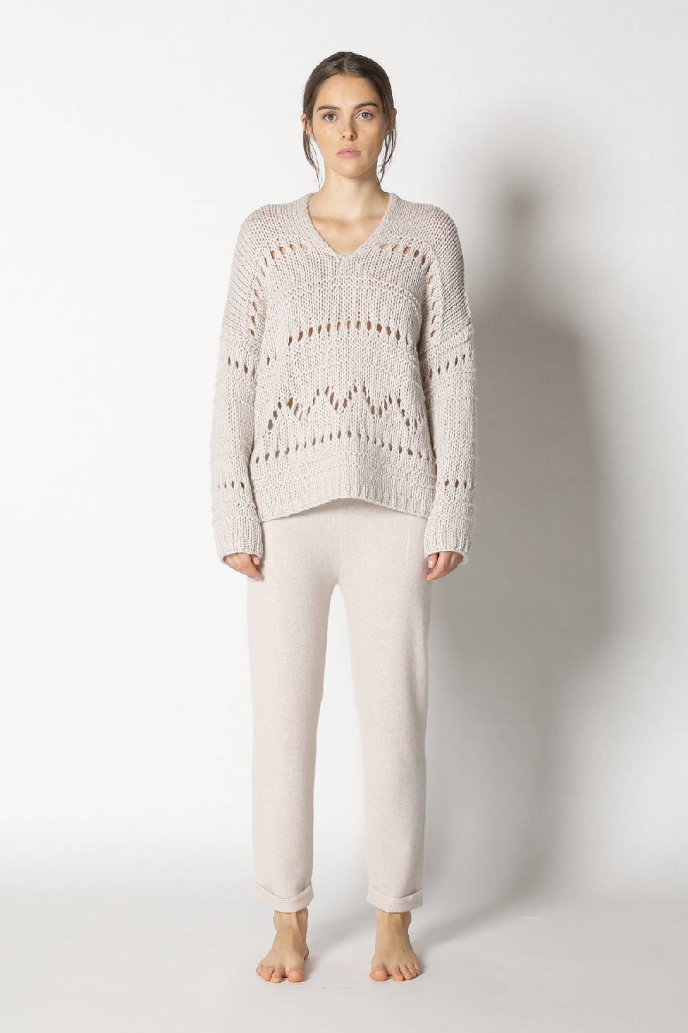 Sminfinity airy ajour V neck + pure boat pants Bis zu 55% Rabatt