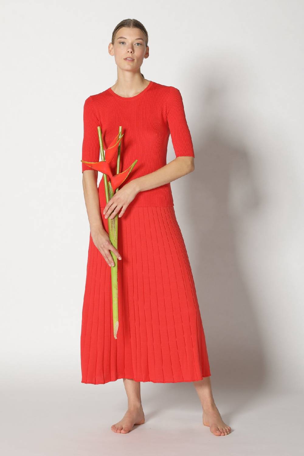 Sminfinity silky rib crew T + silky sun rib skirt Rabatt