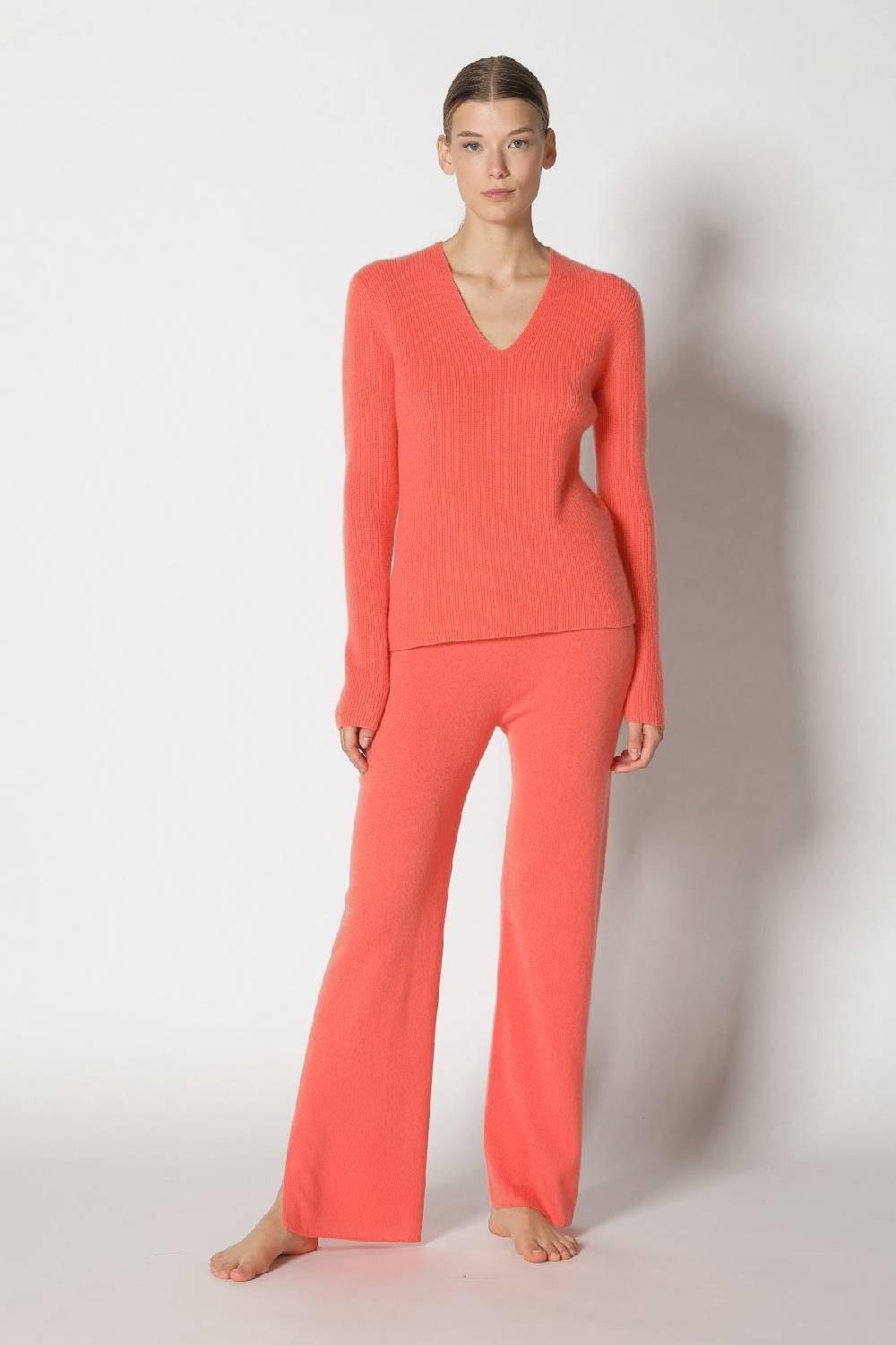 Sminfinity pure fitted V neck + pure slitted pants Flash Sale