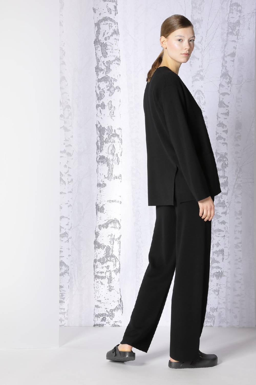 Sminfinity milano slitted jacket + extrafine rib turtle + milano slitted pants Super Rabatt