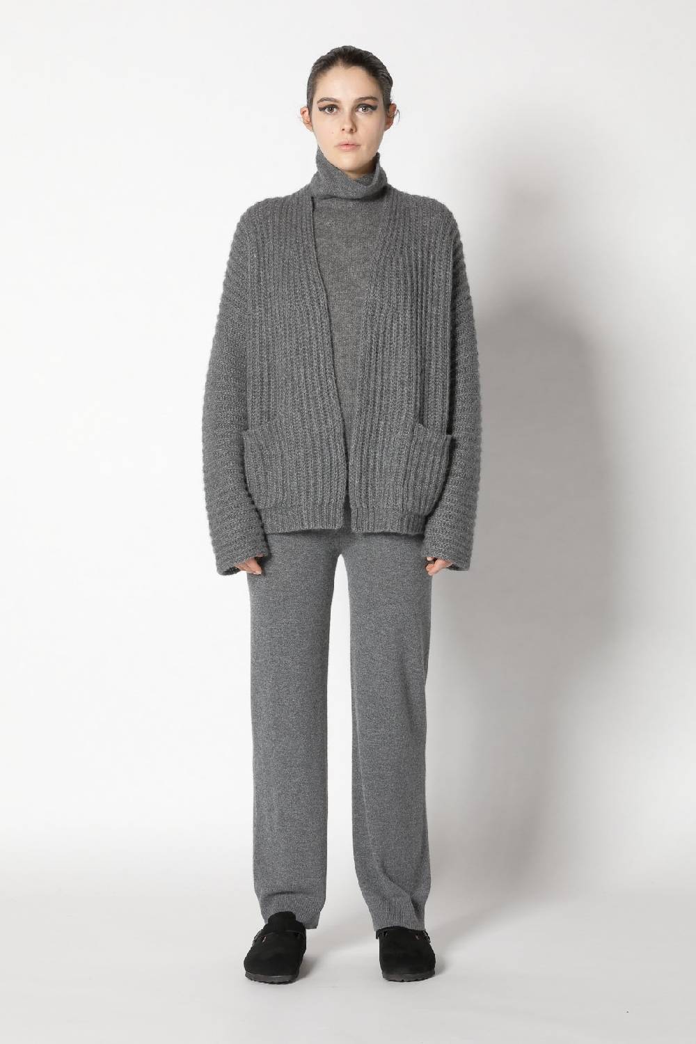 Sminfinity fluffy turtle top + fluffy rib jacket + infinite palazzo pants Heißer Verkauf