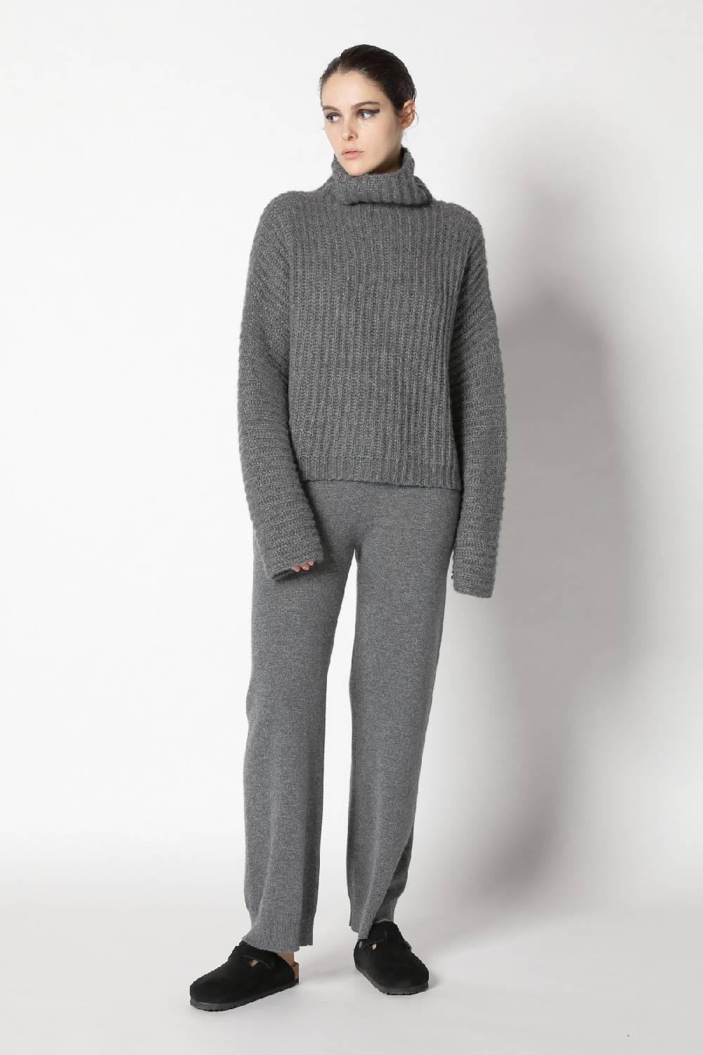 Sminfinity fluffy rib jacket + fluffy rib turtle + infinite palazzo pants Neueste Mode