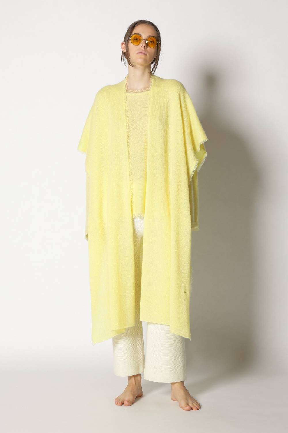 Sminfinity fluffy fringe boatneck + fluffy fringe cape + garter cropped pants Online