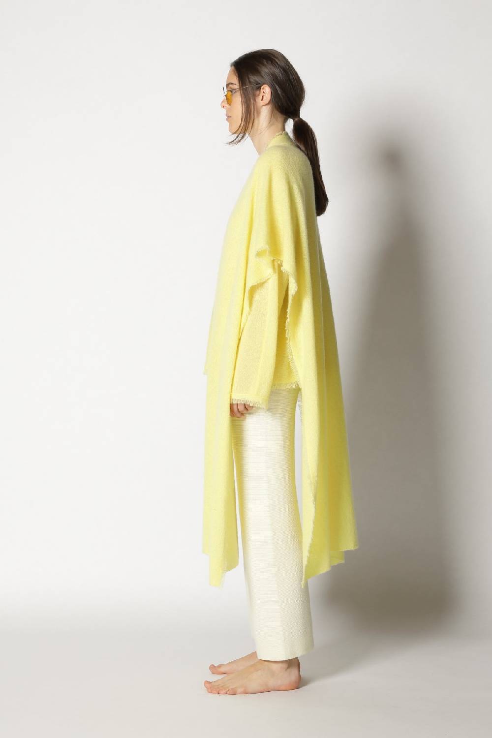 Sminfinity fluffy fringe boatneck + fluffy fringe cape + garter cropped pants Online