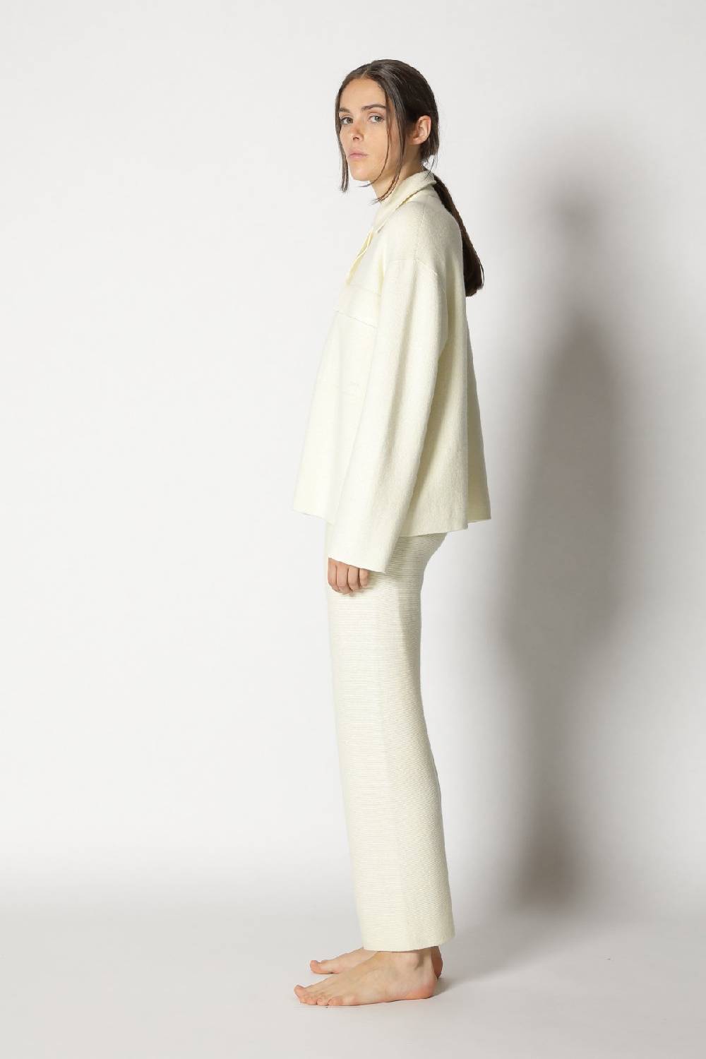 Sminfinity doubleface shirtjacket + garter cropped pants Outlet