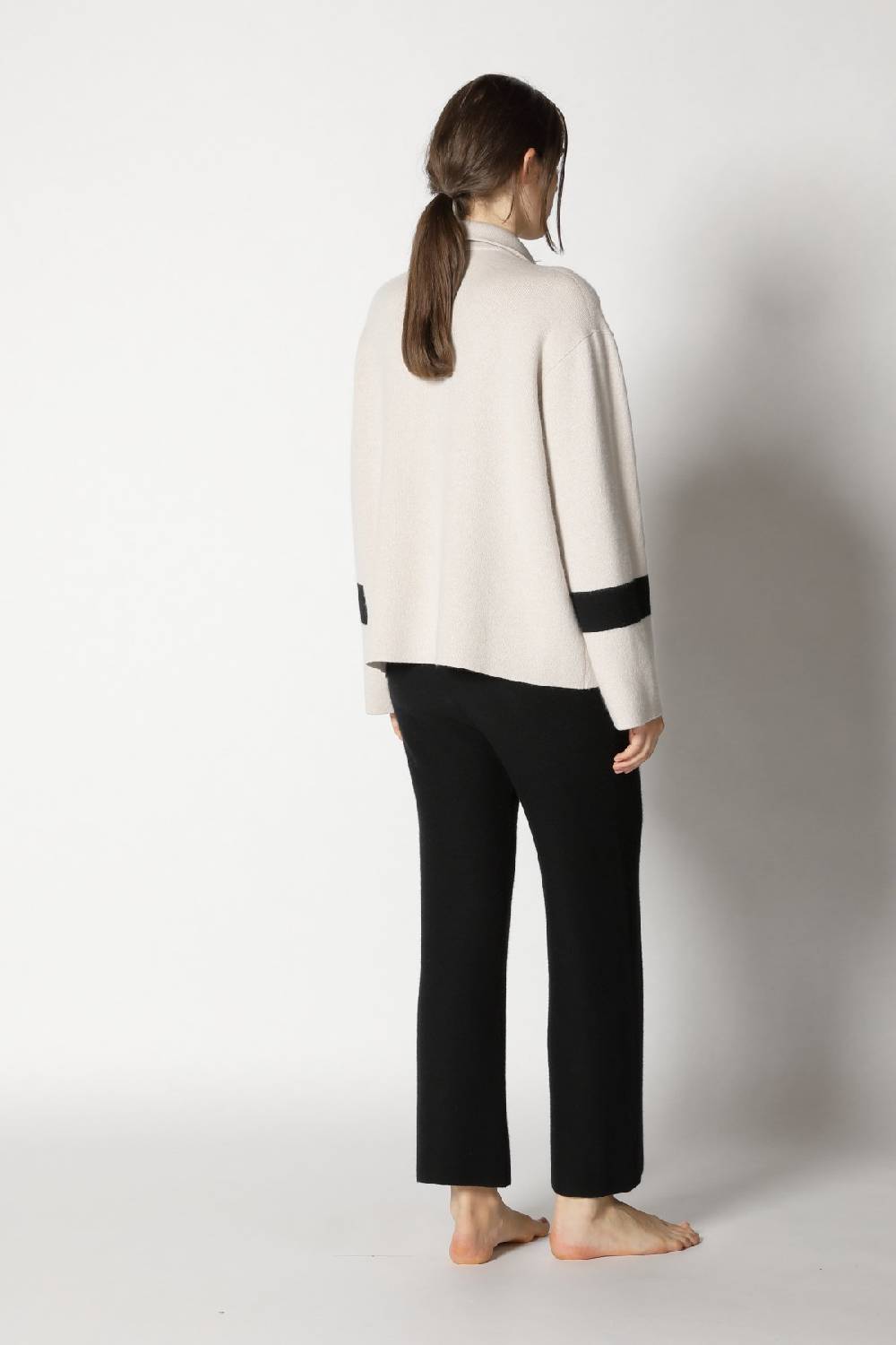 Sminfinity doubleface striped shirtjacket + garter cropped pants Günstig kaufen