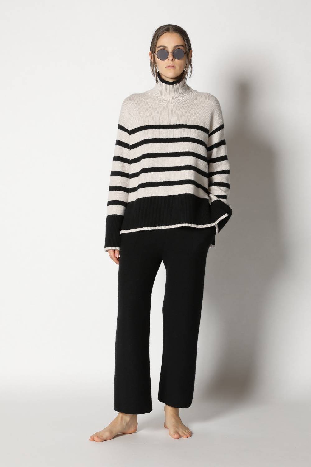 Sminfinity slouchy striped turtle + gater cropped pants Saisonschlussverkauf