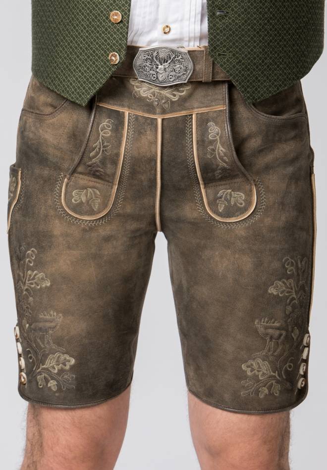 Stockerpoint Lederhose Bastian kiesel gespeckt 44 Top Angebot