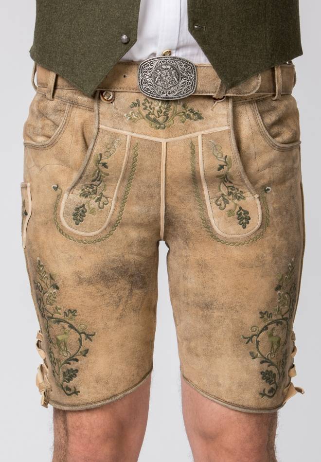 Stockerpoint Lederhose Girgl senf gespeckt-grün 48 Zeitlich begrenztes Angebot