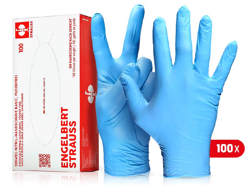 Strauss Einweg Nitril-Handschuhe Basic, puderfrei zollfrei