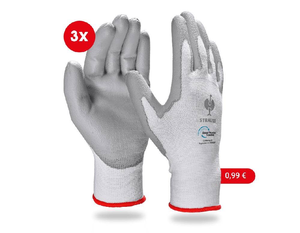 Strauss e.s. PU-Handschuhe recycled, 3 Paar Blitzangebot