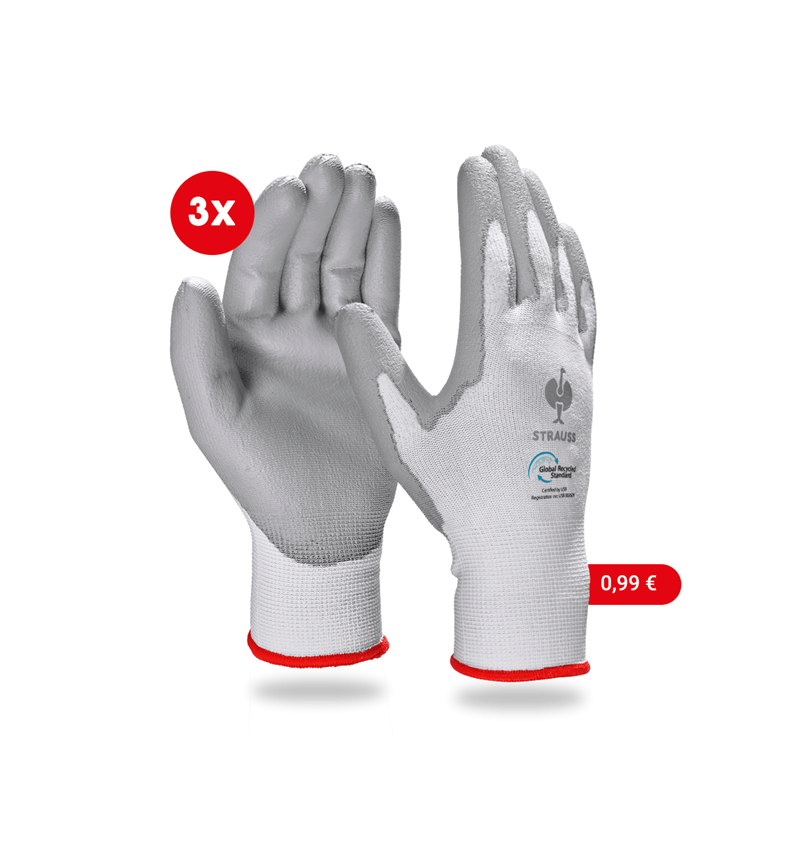 Strauss e.s. PU-Handschuhe recycled, 3 Paar Blitzangebot