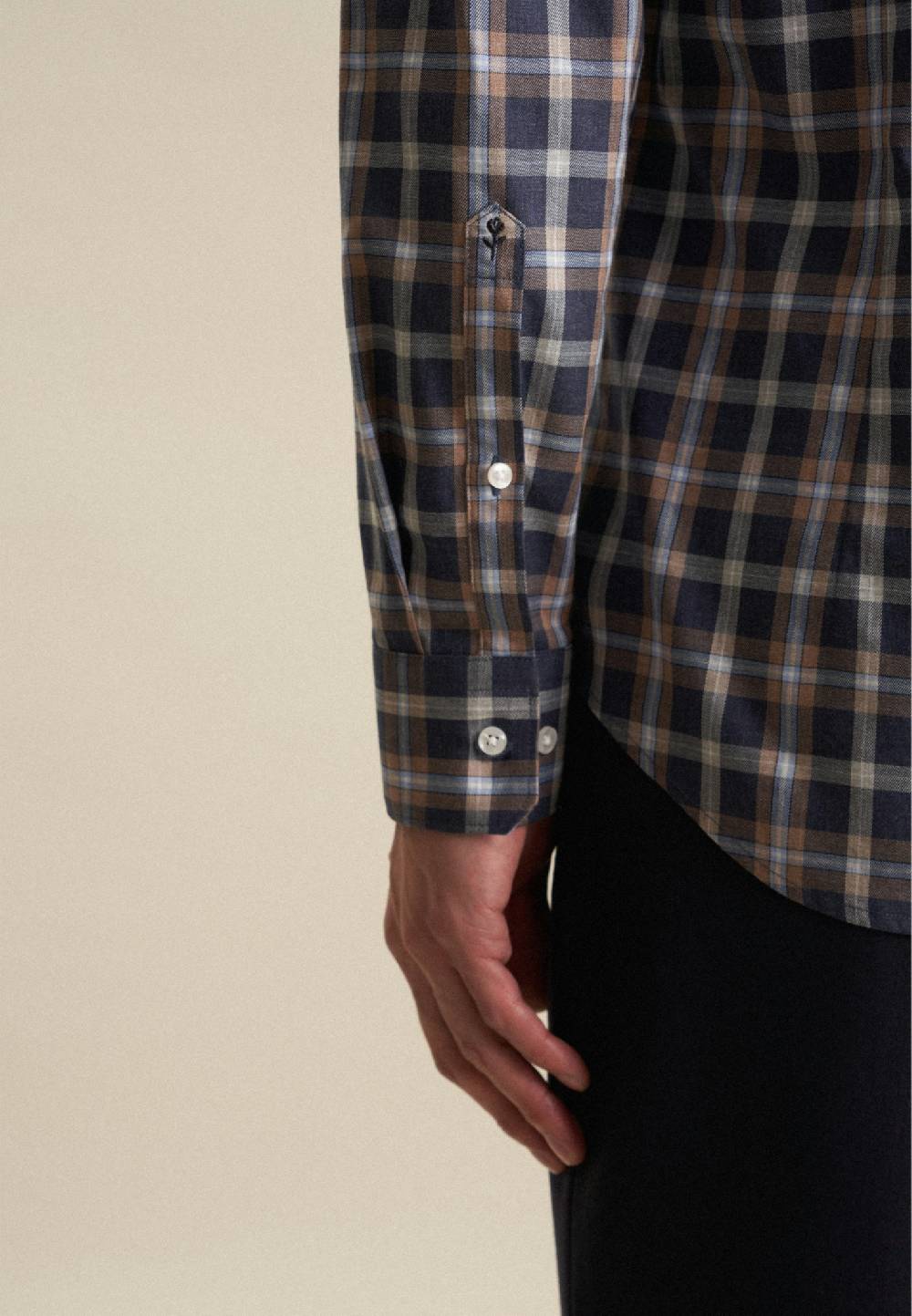 Studio Seidensticker Fil a fil Flanellhemd in Shaped mit Button-Down-Kragen Großer Ausverkauf