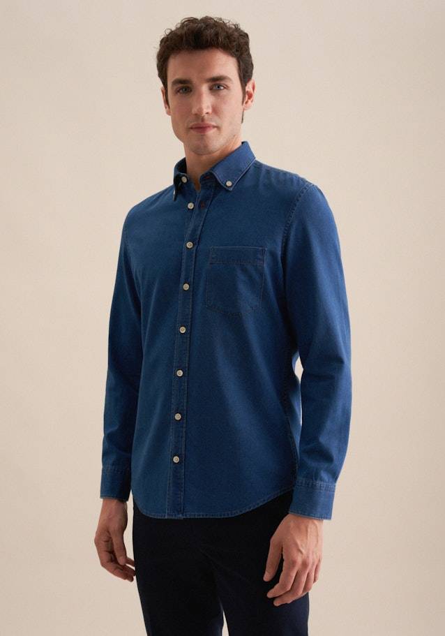 Studio Seidensticker Denim Casual Hemd in Slim mit Button-Down-Kragen Rabatte dieses Monats