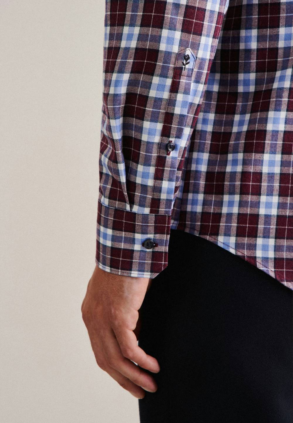 Studio Seidensticker Twill Flanellhemd in Slim mit Button-Down-Kragen Zeitlich begrenztes Angebot