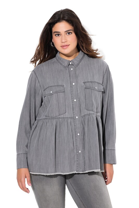 Ulla Popken Ulla Popken Bluse in Grey Denim Letzte 3 Tage