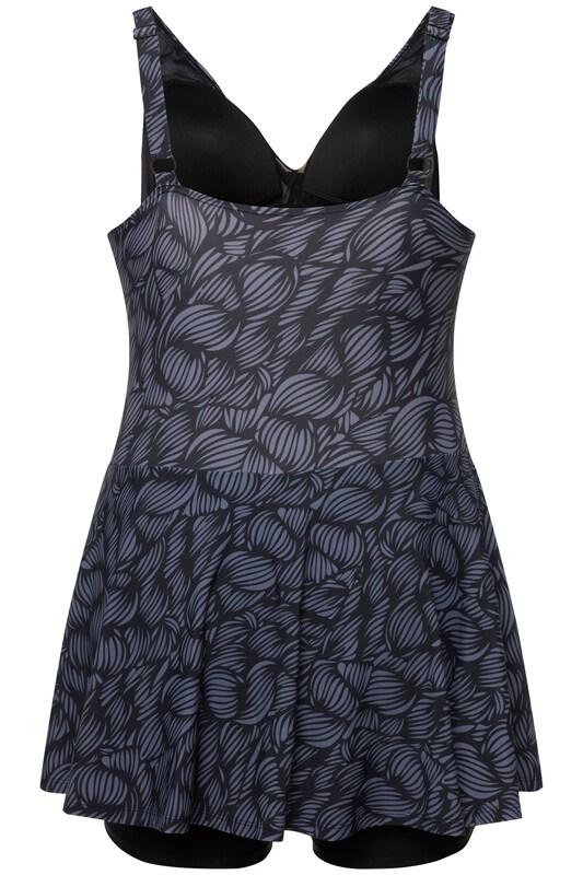 Ulla Popken Ulla Popken Bustier Badeanzugkleid in Grau Schwarz JETZT KAUFEN
