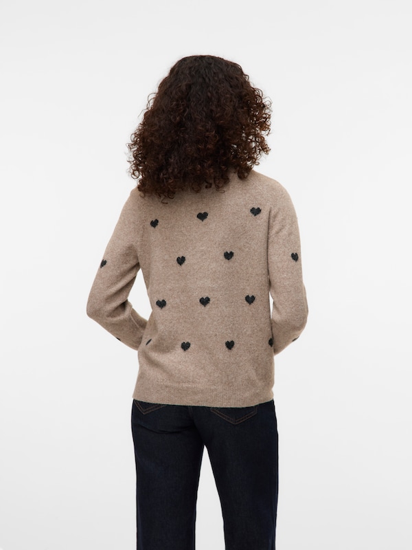 VERO MODA VERO MODA Pullover 'VMDOFFY INTARSIA' in Taupe Saisonale Angebote