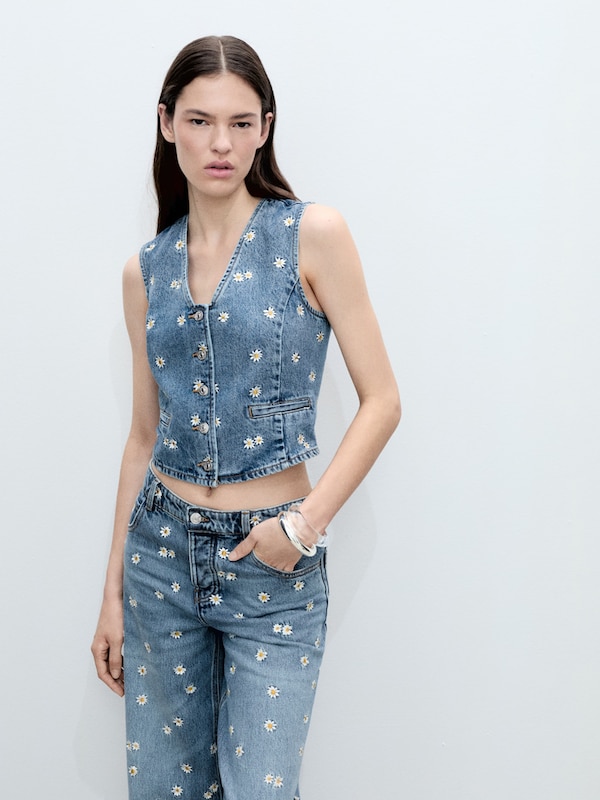 MANGO MANGO Weste 'MASSY' in Blue Denim Bis zu 55% Rabatt