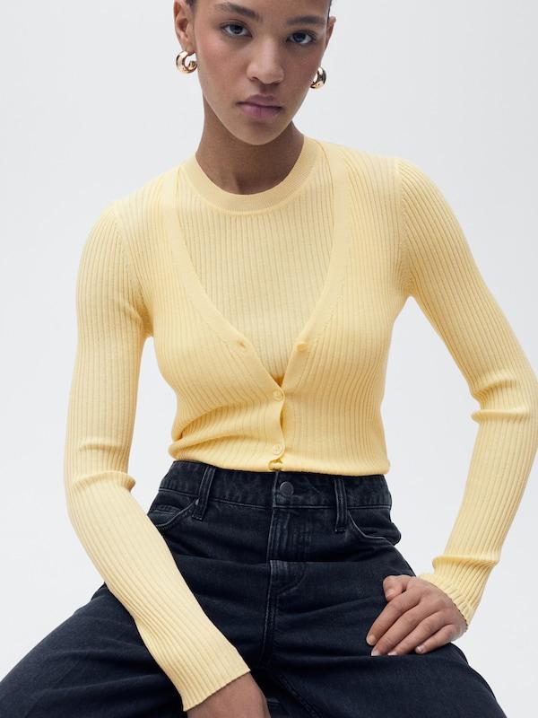 MANGO MANGO Strickjacke 'BUGAMBI' in Gelb Super Rabatt